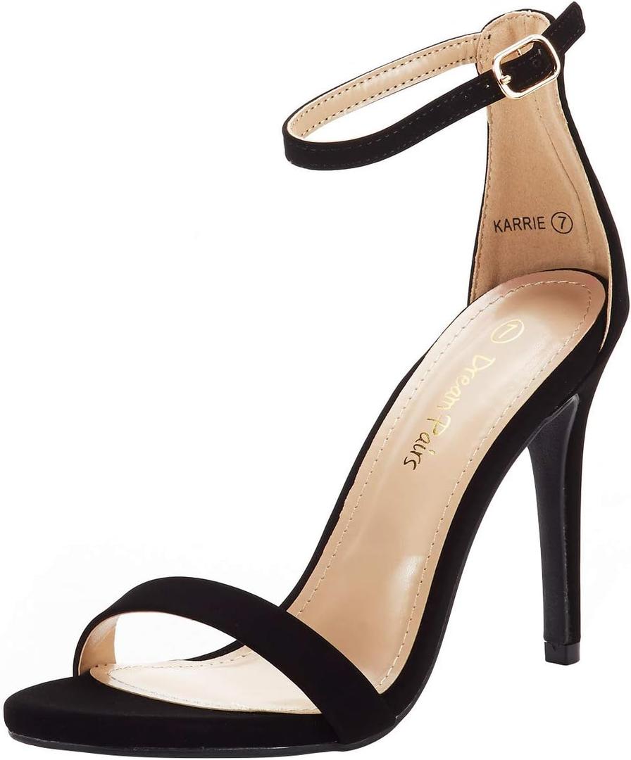 DREAM PAIRS Women's High Heels Flower Ankle Strap Stilettos Round Open Toe Dressy Sexy Sandals, Size: 8