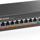 MokerLink 8 Port PoE Switch with 2 Gigabit Uplink, 802.3af/at PoE+ 100Mbps, 120W Built-in Power, Extend to 250Meter, Metal Plug & Play