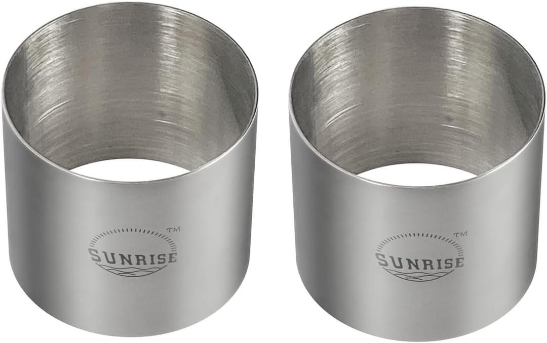 SUNRISE Kitchen Supply Plating Forms Stainless Steel Ring Mold Sets 3" X 2.75" (2)