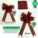 32Yards 2-1/2'' Christmas Ribbon Wired for Gift Wrapping, Burlap Ribbon Rolls in Spring Green Scarlet Dark Brown Khaki, Prefect Wired Ribbon for Christmas Tree Gift Wrapping Bows Wedding.