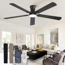 Fanbulous 60 inch ceiling fan with light, Low Profile Ceiling Fan with Light, App&Remote Control, Dimmable LED Light, Flush Mount Ceiling Fan for Indoor Bedroom Living Room, Qiuet DC Motor