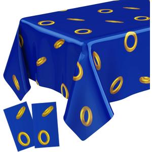 2 Pcs Birthday Party Decorations Plastic Cute Birthday Tablecloth 108 x 54 Inches Disposable Rectangle Tablecover for Boys Girls Kids Baby Shower Party Supplies (Gold Ring)