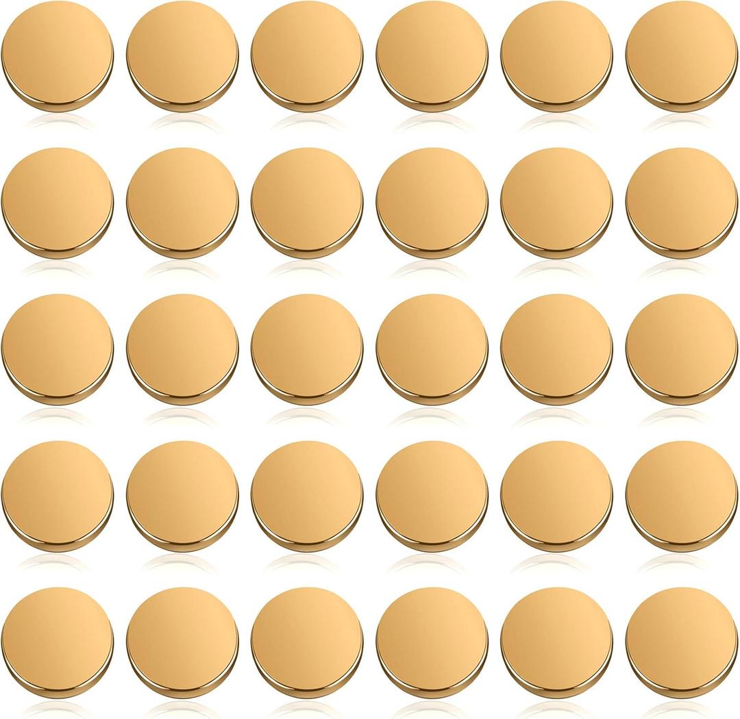 Chuangdi 30 Pieces Metal Flat Button Alloy Shank Round Shaped Sewing Button for Women's Suit Woolen Coat Shirt Trousers Sewing Crafts(25 mm, Gold)