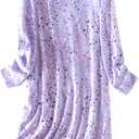 PNAEONG Women's Cotton Sleepwear Long Sleeves Nightgown Print Tee Sleep Dress (XXXL)