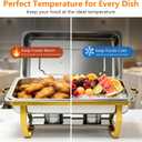9QT Chafing Dishes for Buffet, 4 Pack Stainless Steel Buffet Servers and Warmers, Rectangular Chafing Dish Buffet Set, Food Warmers for Parties Gatherings Banquet, Buffet, Party, Wedding, Gold