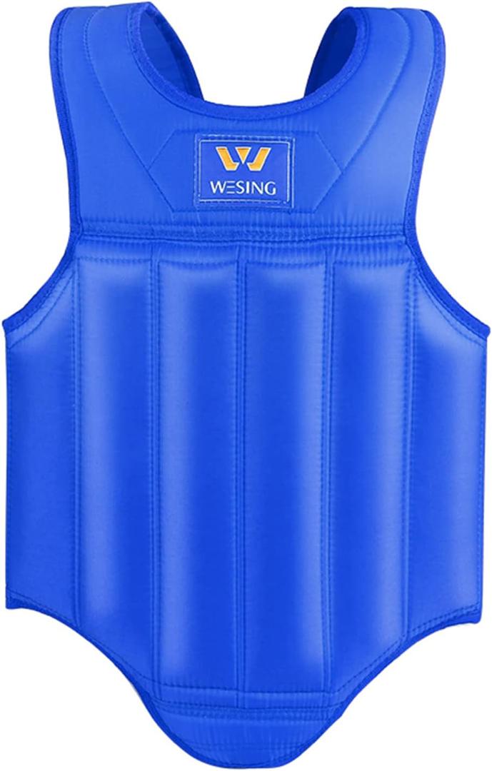 Wesing Martial Arts Muay Thai Boxing Chest Protector MMA Sanda Chest Guard (Blue, L)