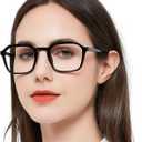 MARE AZZURO Large Square Reading Glasses Women Lightweight Readers 1.0 (Black)