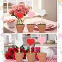 Set of 12 Interchangeable Seasonal Decor Valentine St Patricks Day Easter Table Decor Heart Shamrock Bunny Artificial Potted Plant Wooden Sign on Stand Table Centerpiece for Holiday Gifts