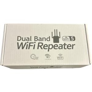 Dual Band WiFi Repeater, WiFi 5 Wireless Range Extender, 2.4G and 5G, 1200Mbps Signal Booster