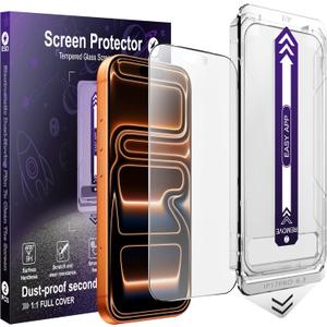 [2-Pack Matte Screen Protector for iPhone 17 Pro, AG Anti-Glare Tempered Glass, Anti-Fingerprint Scratch Resistant, Auto Alignment Installation Frame, Case-Friendly