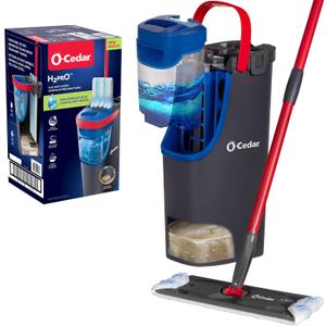 OCedar H2prO Flat Mop System | Quick Cleaning Tool | Clean with Water | Machine Washable Reusable Microfiber Mop Pad | Safe on Wood Floors, Vinyl, Tile, Baseboards, Walls