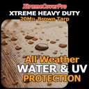 20' x 30' Brown Tarp - 20mil Waterproof & UV Protection Brass Grommets Reinforced Corners Heavy Duty 20x30 ft for Outdoor Rain Camping Tent Greenhouse roof Leak Ground Cover Leakproof Shade