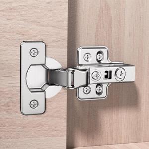 4pcs Professional Grade Inset Soft Close Cabinet Hinges Frameless Concealed Cabinet Door Hinges European Soft Closing Four-Hole Mounting Plate Hinges Nickel Plated Finish (2 Pairs)