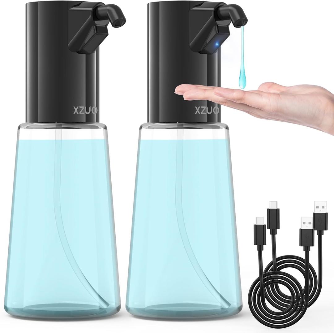 15 oz Automatic Soap Dispenser Touchless Rechargeable Dish Soap Dispenser Bathroom 4 Adjustable KitchenBlack+Black