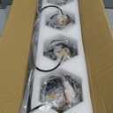 4 Light Farmhouse Vanity Light for Bathroom, Wood Bathroom Vanity Light Fixtures Over Mirror, Rustic Sconces Wall Lighting with Metal Lampshade for Living Room, Bedroom, Hallway (Black)