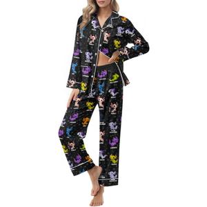 Unisex Ultra Soft Pajama Set, Valentines Pajamas, Soft Warm Matching Sleepwear Gift for Women Men (Black, L)