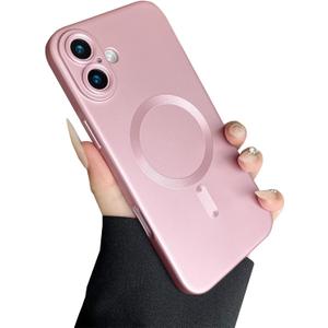 Magnetic Case for iPhone 16 Plus Phone Case for Women, Matte Luxury Soft Metallic Luster Design with Camera Lens Protector, Compatible with Magsafe Case for iPhone 16 Plus 6.7"-Pink Magnetic Case for iPhone 16 Plus Phone Case for Women, Matte Luxury Soft Metallic Luster Design with Camera Lens Protector, Compatible with Magsafe Case for iPhone 16 Plus 6.7"-Pink