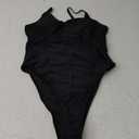 Women's Sexy One Piece Swimsuit Tummy Control Classic High Cut Bathing Suit Cheeky Coverage (Medium, Cool Black)