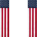 2Pack 65Inch Patriotic American Flags Door Bunting Banner Memorial Day Decoration Hanging Outside Porch Bunting Red White Blue Banner Outdoor Dcor 4th of July USA Decor Pulldown for Veterans Labor Presidents Flag Election Day