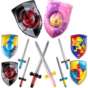 Poen 24 Pcs Inflatable Sword and Shield Medieval Knight Party,5 Styles