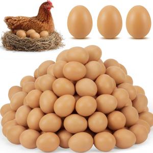 Syhood 24 Pcs Wooden Fake Eggs Wood Chicken Eggs for Crafts Unpainted Egg with Blank Egg Cartons for Crafts Get Hens to Lay Nesting Home Easter Decor Gifts Kitchen DIY Craft Play (Brown Color)