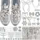 DoDoBeads 332 Pcs Junk Socks Charms Kit, Silver Shoe Charms for Sneakers, Pearl and Rhinestone Sock Charm with Safety Pins, DIY Accessories for Decorating and Personalizing Socks
