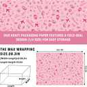 Tlenpo Christmas Wrapping Paper, with 16.4 Yd of Ribbon, Greeting Cards, Gift Tags & Stickers, 8 Sheets Xmas Gift Wrap Paper Suitable for Christmas Winter Holiday New Year Party Decoration, 19.6"  28.3" (Pink)