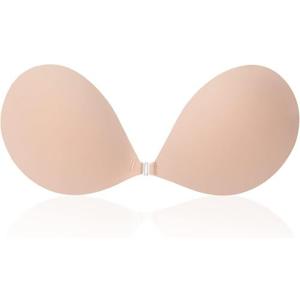 Awant Strapless Sticky Bra Invisible Sticky Boobs Silicone Adhesive Bra Backless Pushup Lift Bra Beige