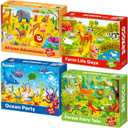 QUOKKA Puzzles for Kids Ages 4-6 - Set of 4x60 Jigsaw Puzzles for Toddlers 3-5 - Animals Toys for Children 6-8 yo - Gift Educational Game for Boys & Girls