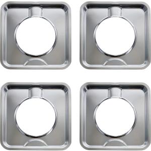 KITCHEN BASICS 101 Made in the USA SGP-400 4 Pack Chrome Square Gas Range Drip Pan Directly Replaces 786333, AP6011553, PS11744751, WP786333 KITCHEN BASICS 101 Made in the USA SGP-400 4 Pack Chrome Square Gas Range Drip Pan Directly Replaces 786333, AP6011553, PS11744751, WP786333