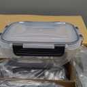 Skroam 10 Pack Glass Meal Prep Containers, 22 OZ Glass Airtight Food Storage Containers with Lids, Pantry Kitchen Storage Containers for Lunch, Food Storage, Meal Prep, Lunch Bento Boxes (Grey)