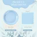 120 Pcs Light Blue Paper Plates and Napkins Party Supplies Bulk Disposable 7 Inch Scalloped Plates Cocktail Napkins for Wedding Bridal Baby Shower Birthday Decorations, Serve 60 Guests