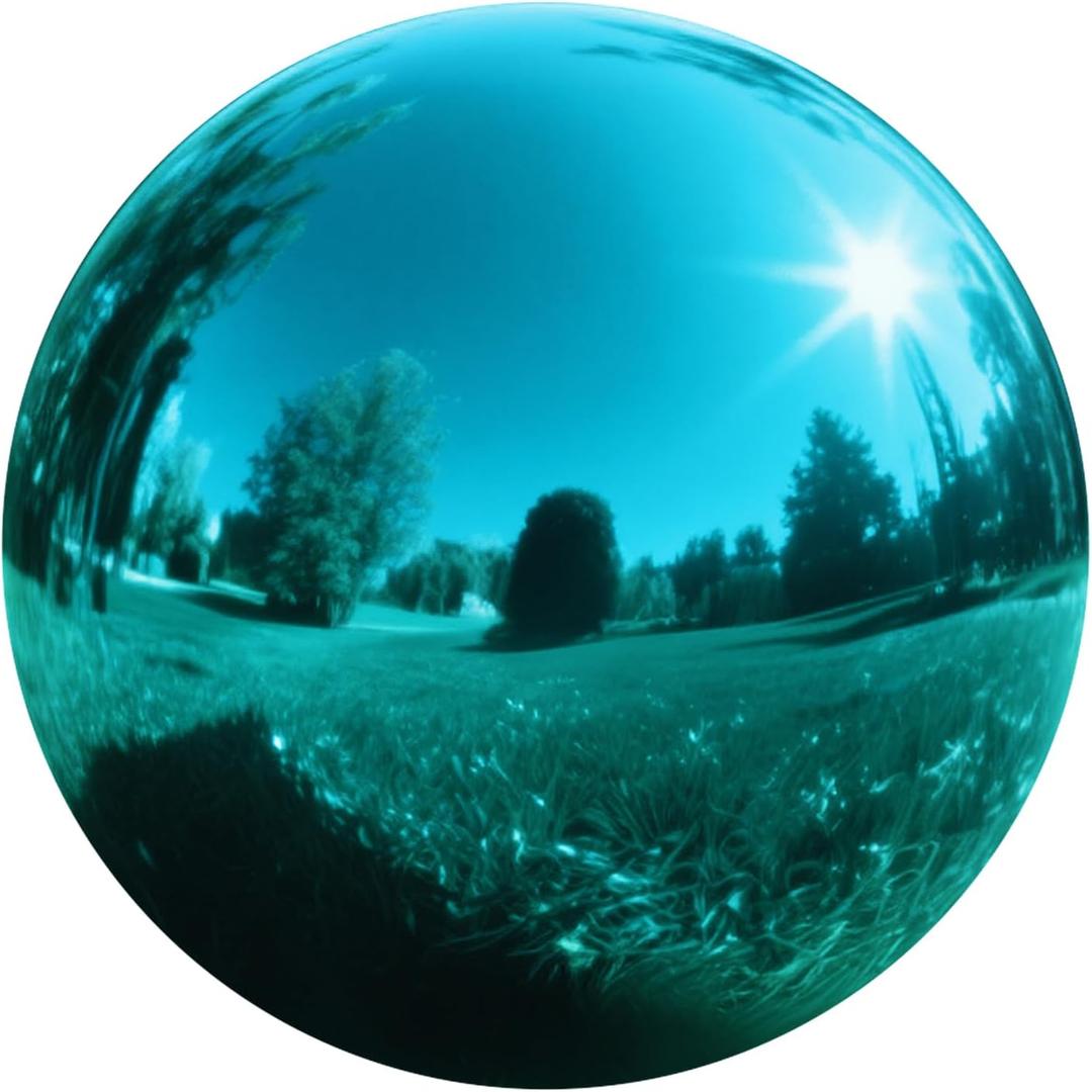 12 Inch Stainless Steel Gazing Ball, Garden Gazing Globe Mirror Ball, Polished Shiny Sphere for Garden Yard Outdoor, Swimming Pool Decoration (Light Blue)