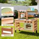 ROBUD Mud Kitchen for Kids Outdoor, Wooden Kids Mud Kitchen with Removable Sink, Planting Cup, Oven, Chalkboard, Utensils & Storage, Green Outdoor Play Kitchen for Ages 3+