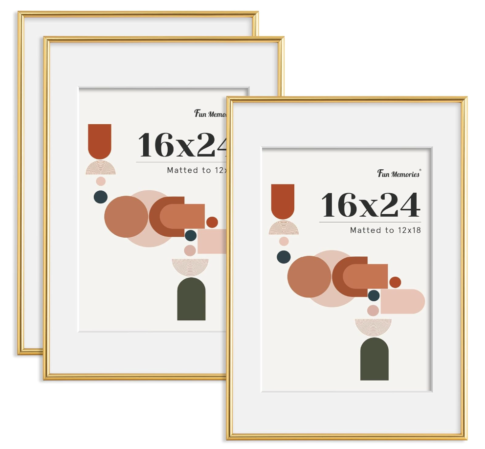Fun Memories 5x7 Picture Frame (Set of 3), 5x7 Photo Frames with 4x6 Removable Mat, High Definition Plexiglass, Vertical and Horizontal Display, Wall Hanging Photo Frame, Black