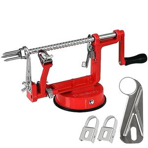 Apple Peeler, Slicer Corer Potato Peelers 3 In 1, Stainless Steel Heavy Duty with Suction Cup Base And 3 Extra Blades (Red)