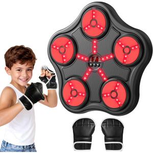 Cool Boxing Machine Toys for Kids Aged 3-12, Wall-Mounted Smart Bluetooth Punching Bag, Boxing Training Equipment with Boxing Glove, Birthday Gifts for 3 4 5 6 7 8 9 10 11 12 Year Old Boys