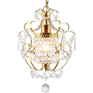 Modern Gold Mini Chandelier, Crystal Light Fixtures Ceiling Mount 1 Light Small Crystal Chandeliers for Bedroom Elegant Crystal Pendant Lighting for Girls Room Dining Room Closet Kitchen Island