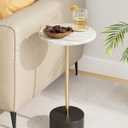 Drink Table Pedestal, Round Side Table, Drink Tables for Small Spaces, Pedestal End Table, Small Pedestal Table (Black Gold)