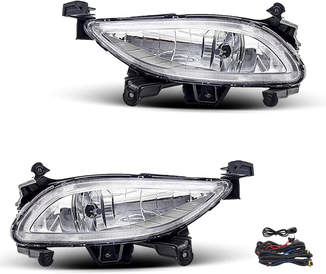 Fog Lights Assembly for 2011 2012 2013 Hyundai Sonata Replacement with Switch and Wiring 881 12V 27W Halogen Bulbs Clear Lens