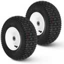 2 PCS New Air Filled Lawn Mower Tires on Wheel 13x5.00-6", 3" Centered Hub, 3/4" Greased Bushing Turf Tire Pneumatic 4Pr with Tube for Garden Mowers Tractors 135006