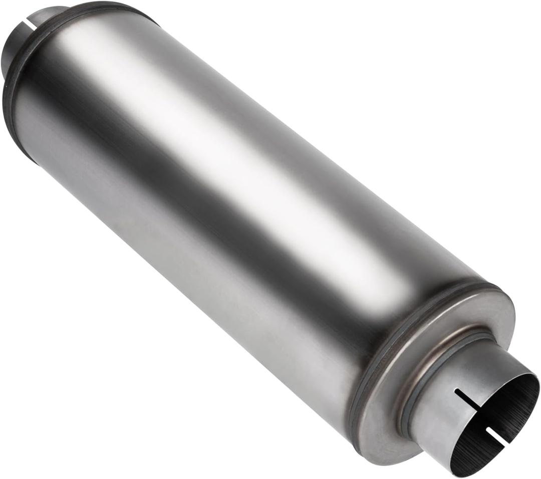 5'' Exhaust Muffler, 5'' inlet/outlet, Universal 30'' Overall Stainless Steel Straight Through Design, Resonator Muffler
