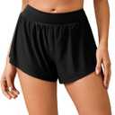Women's Athletic Shorts High Waisted Running Shorts Sporty Short Gym Elastic Workout Shorts (Black)