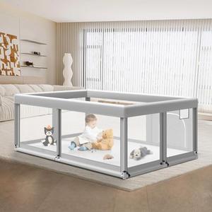 65×50 Inches Baby Playpen, Playpen for Babies and Toddlers, Baby Play Yards Indoor & Outdoor, Sturdy Safety Play Pen with Soft Breathable Mesh, Toddlers Activity Center with Anti-Slip Base