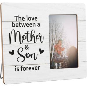 Mom Picture Frame Gifts for Mother from Son, The Love Between a Mother & Son is Forever Wooden Picture Frames, 4x6 inch Photo