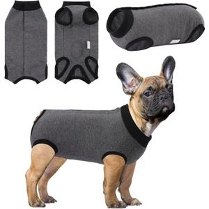 SAWMONG Recovery Suit for Dogs Female Male, Cotton Breathable Dog Onesie After Surgery Spay Neuter, Professional Dog Surgical Suit, Substitute Pet E-Collar Cone (Grey, X-Large)