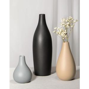 Ceramic Vase Set of 3 Modern Neutral, Flower Vases for Centerpieces, Vases Home Decor Rustic Farmhouse Decor for Table, Shelves, Enterway, Living Room, Bedroom, Office, Kitchen (Grey Black Brown)