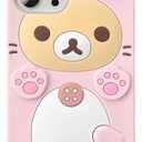 3D Cute Cartoon Bear Phone Case for iPhone 15 Pro - Fashionable and Stylish - Funny Pink Bear Design - Soft TPU Protective Case - Kawaii Silicone Cover for Women, Girls, and Kids