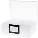 Photo Storage Box 5" x 7", 18 Inner Extra Large Photo Organizer Container, Plastic Craft Storage Box with Handle for Pictures Stickers Stamps Seeds