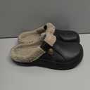 Beslip Classic Fur Lined Clogs Waterproof Winter Fuzzy Slippers for Women Men Indoor and Outdoor (11-11.5 Women/9.5-10 Men, Black/White)